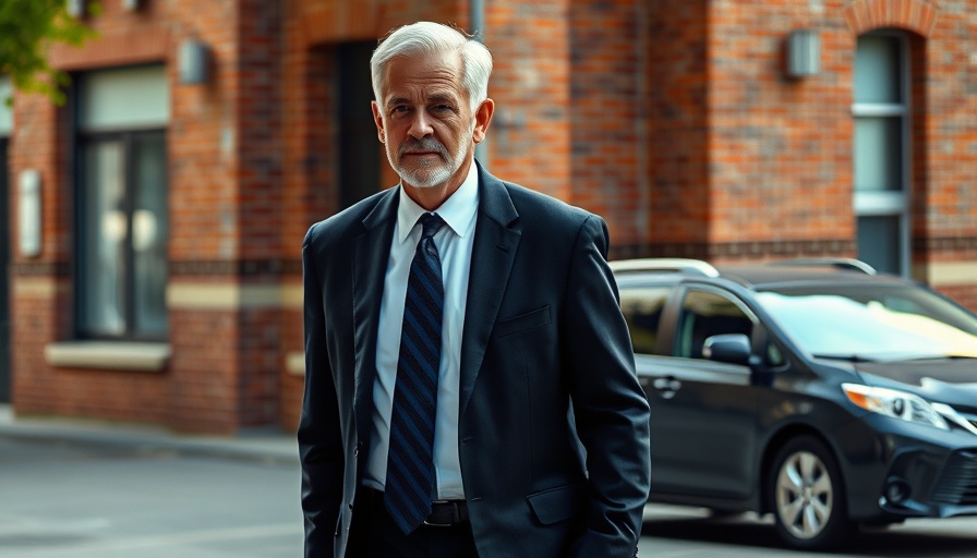 Businessman walking in an urban area, conservation in business context.