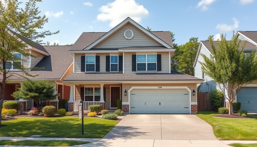 Charming suburban house for sale under clear blue sky.