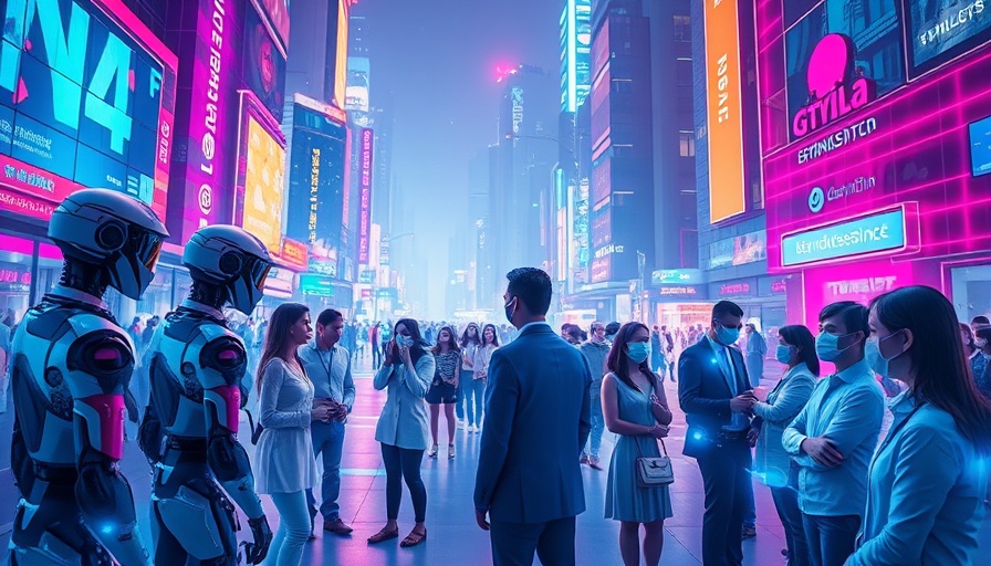AI agents for multiple verticals in a futuristic cityscape