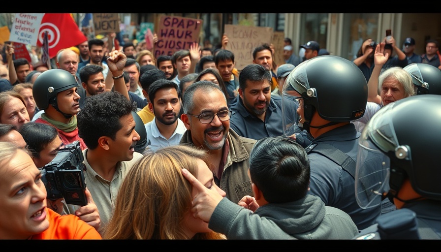 Protesters confront police during asylum hotel protests in London.