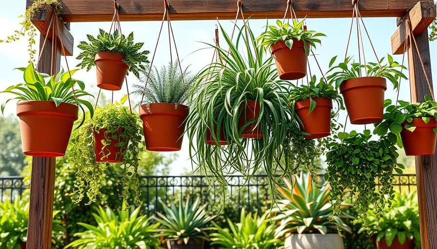 DIY rustic plant stand with terracotta pots in a garden.