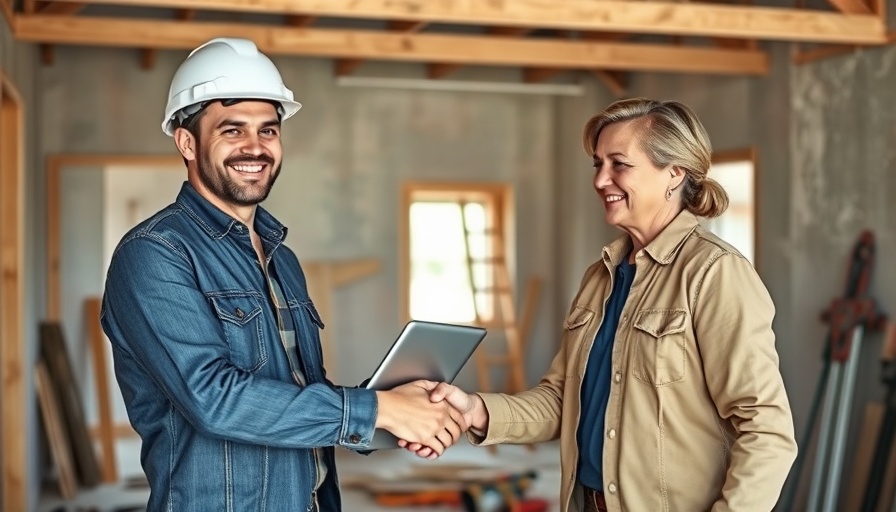 Home inspection tips: two men shaking hands in a construction setting.