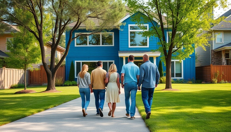 Visitors approach a blue house, broker’s open house benefits.