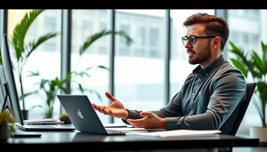 Young entrepreneur discussing a project in a modern office.