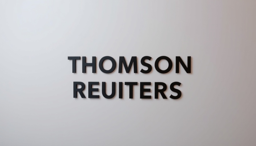 Thomson Reuters logo on white backdrop, symbolizing revenue growth.