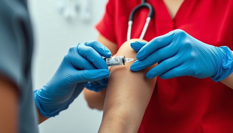 Healthcare worker administering vaccine in clinical setting.
