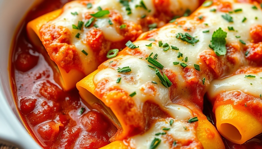Easy dinner idea: baked manicotti with cheese and herbs.