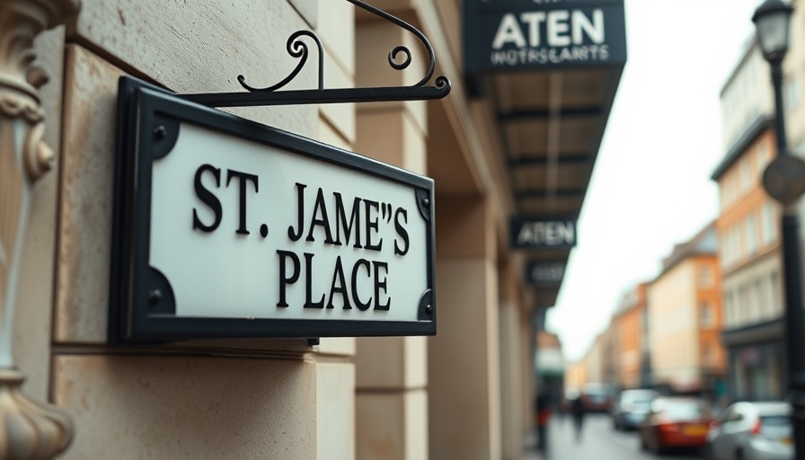 Close-up of St. James's Place sign on building wall