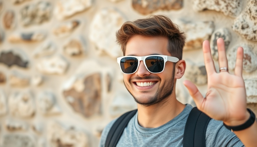 Casual man waving in front of a stone wall, AI talent war.