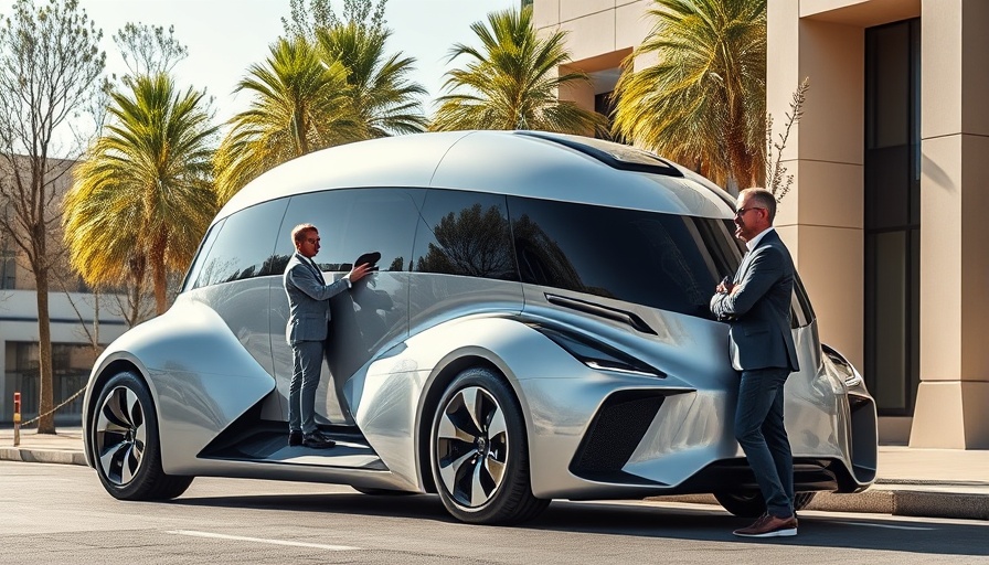 Men discussing near futuristic truck, highlighting tech collaboration