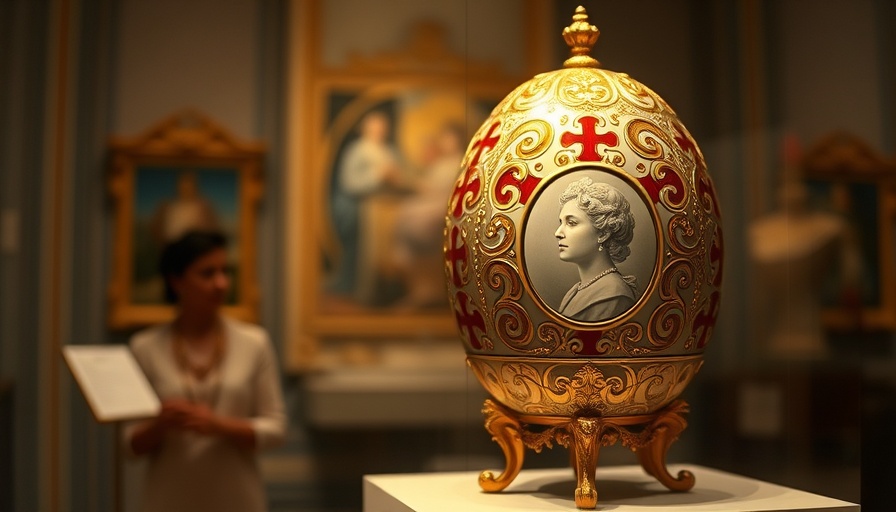 Ornate Fabergé egg with cross motif on display, related to Fabergé sold to tech investor.