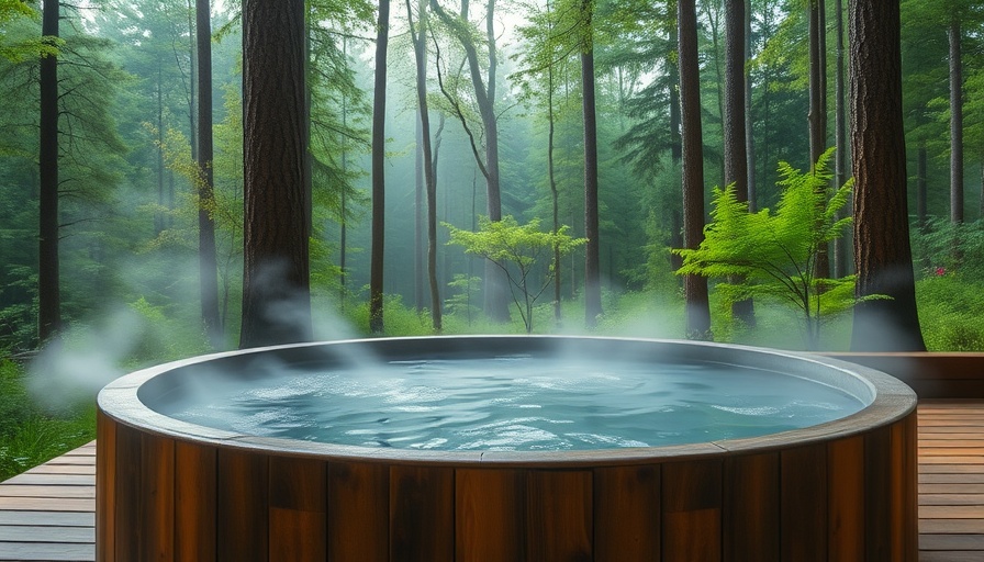 Tranquil hot tub in a forest setting, earning passive income.