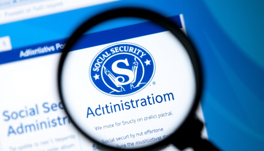 Close-up of Social Security webpage magnified by a glass.