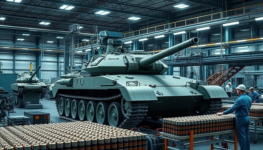 European arms factory expansion showing tank and shell production.