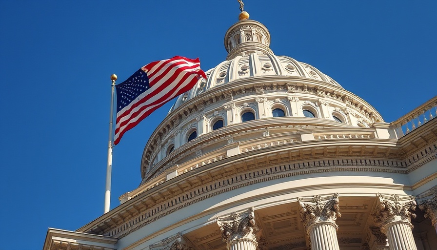 Dome of government building with flag, Medicaid impact context