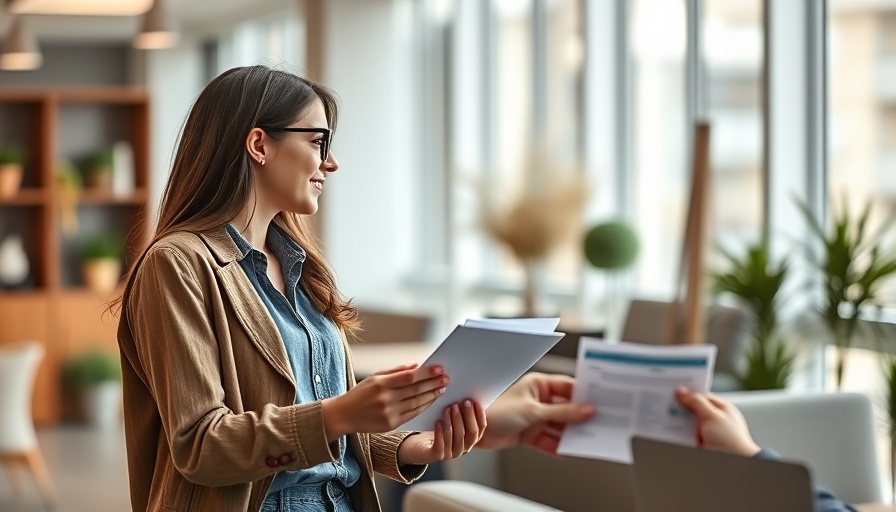 Young woman discussing student loan debt management in an office.