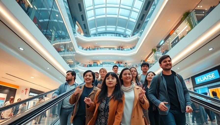 Modern urban mall with escalator, futuristic design, China financial support loans