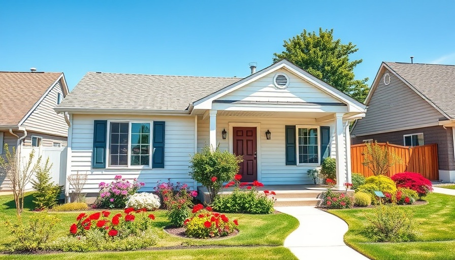 Front view of suburban house while on Medicaid, vibrant garden