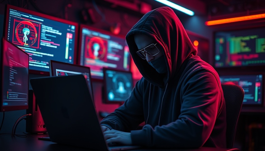 Digital concept of hacker targeting US court filing system in dimly lit room.
