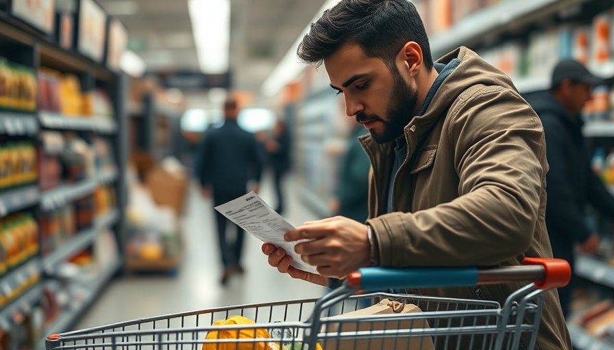 Checking receipt while shopping, budgeting insight.