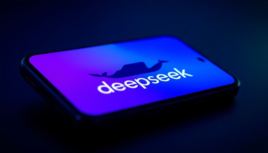 DeepSeek AI logo on smartphone screen with vibrant gradient background.