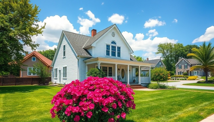Suburban white house with green lawn for closing day visual.