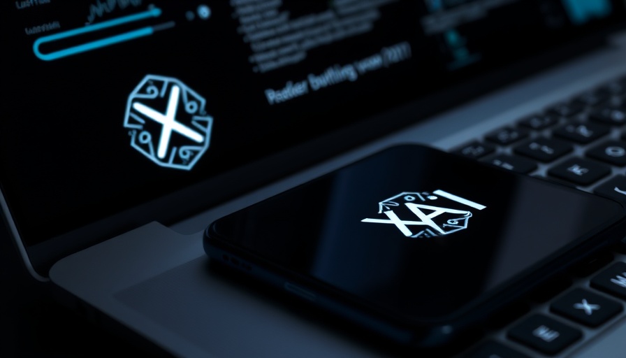 xAI logos on a laptop and smartphone, highlighting digital innovation.
