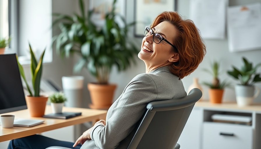 Middle-aged woman relaxing in office, related to Roth 401k limits.