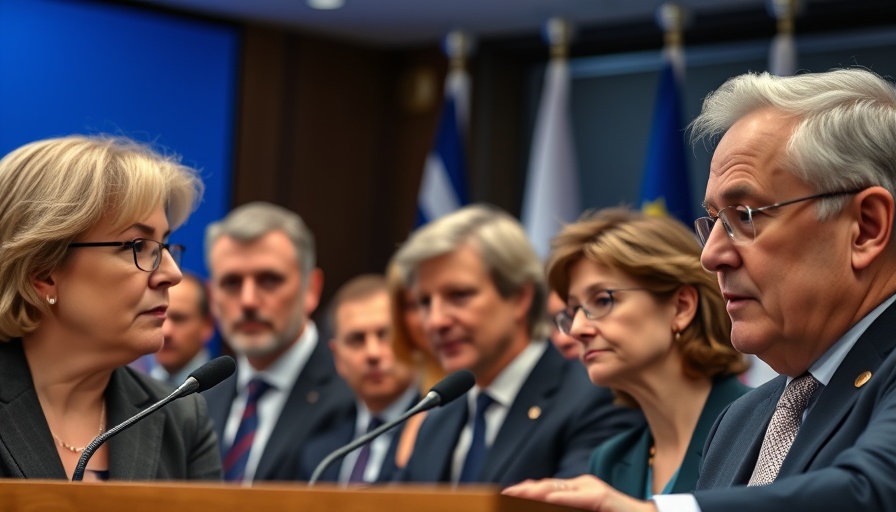 European leaders discussing security guarantees for businesses at conference.