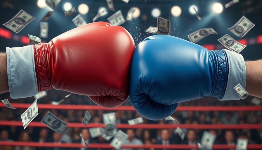 Investing vs spending concept, boxing gloves colliding with money