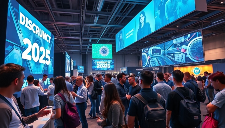 TechCrunch Disrupt 2025 with futuristic tech and attendees.
