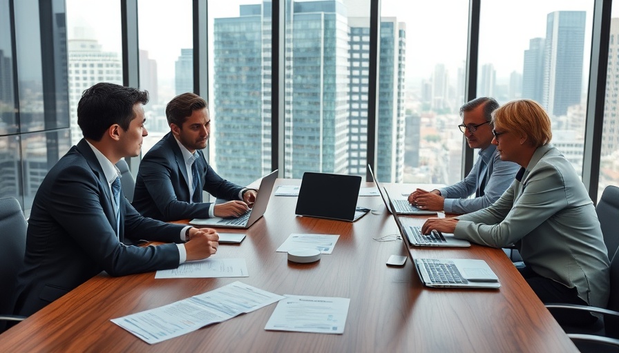 Business meeting discussing Federal Reserve minutes and higher tariffs.