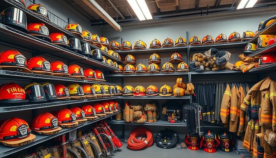 Comprehensive firefighter equipment display in marketplace