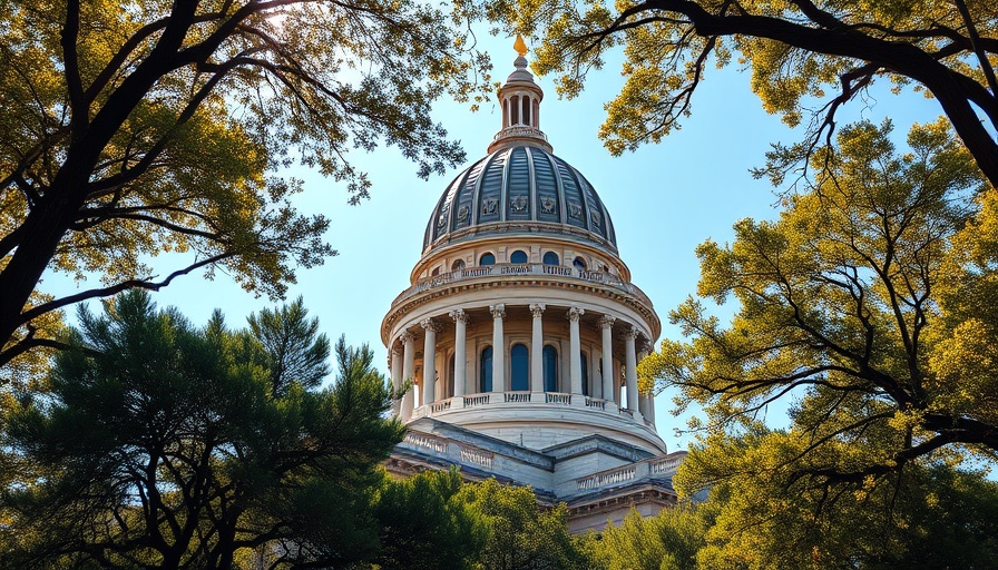 Texas Capitol dome framed by trees, related to Texas Republicans congressional map.