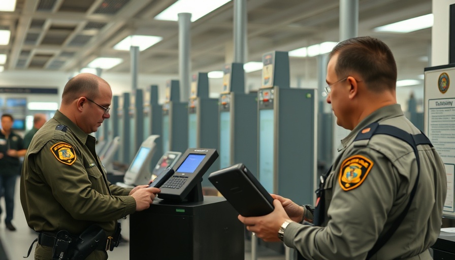 US border security checkpoint with device inspections.