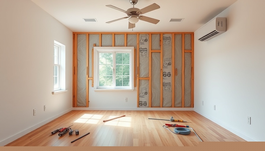 Partially renovated room with wall insulation and tools, showing home renovation progress.