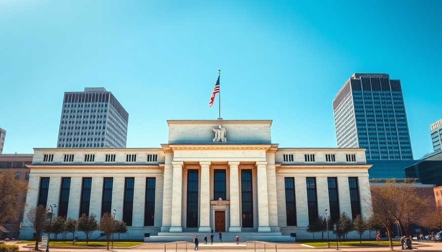 Federal Reserve building symbolizing independence with blue sky.