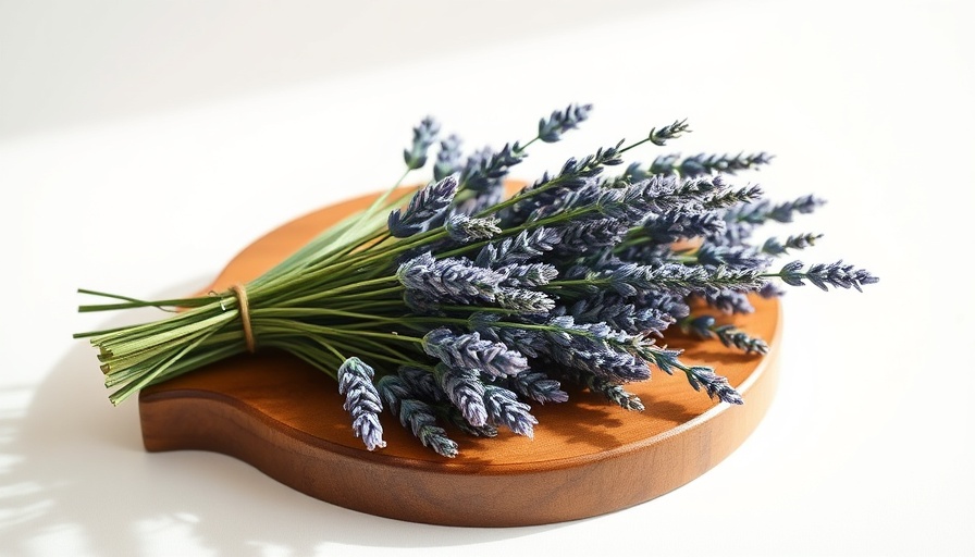 Handmade flower press with lavender stems on wooden base.