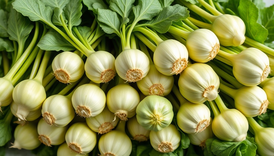 Close-up of fresh kohlrabi bulbs with green leaves, best varieties.