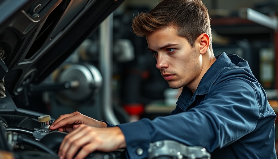 Mechanic working on engine in workshop, electric vehicles in Pakistan context.