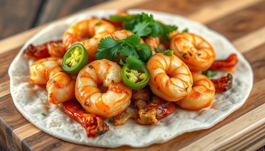 Delicious one-pan shrimp fajitas garnished with jalapeños and cilantro.