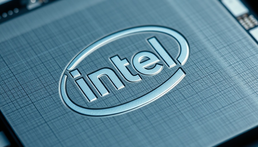 Close-up embossed Intel logo on component, detailed texture