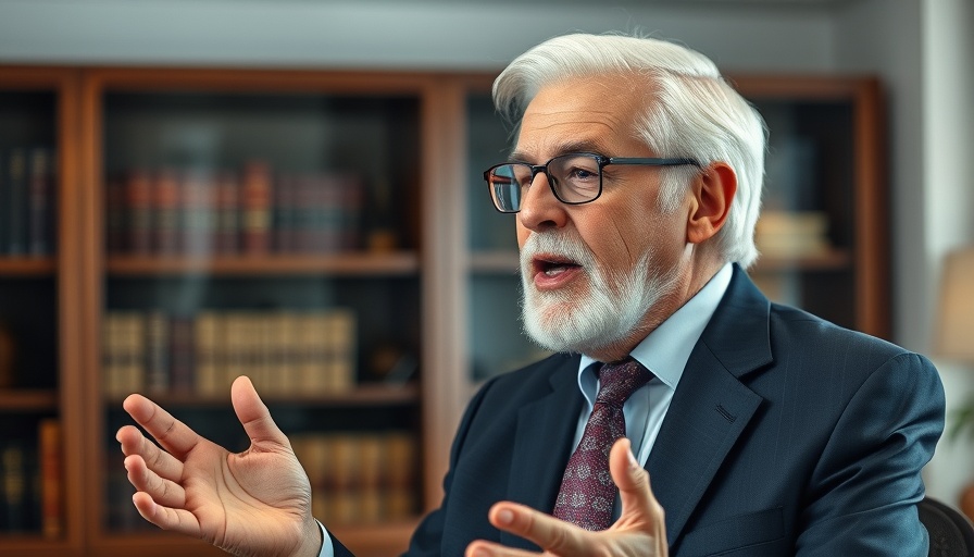 Elderly man speaking in an office environment, discussing Warren Buffett hiring practices.