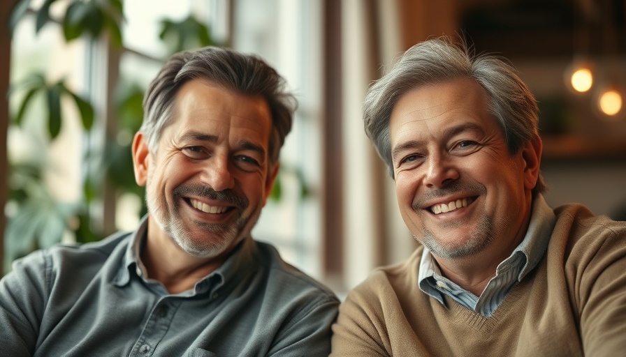 Warm smiles of two men indoors with a cozy ambiance, Drone Entertainment Innovation