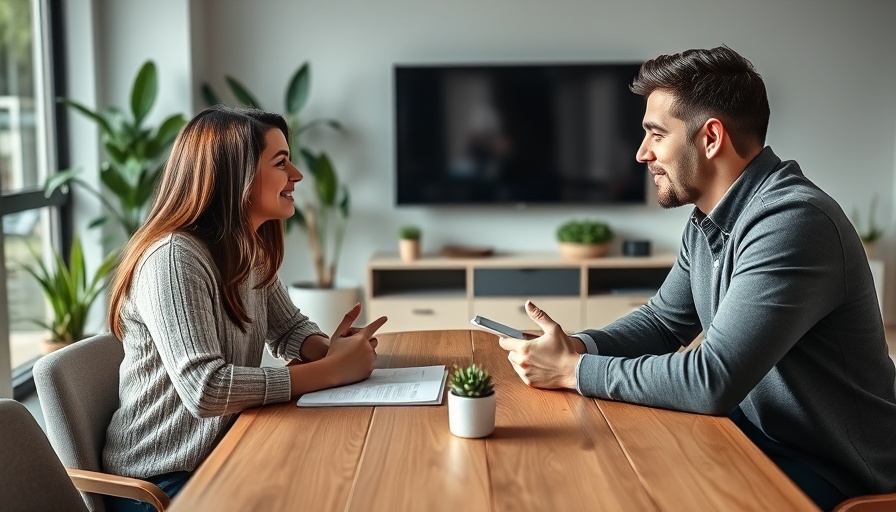 Young couple consulting with advisor on loan approval, modern setting.