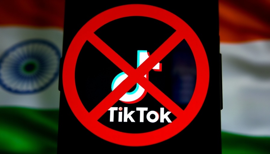 Illustration of TikTok ban in India with smartphone and flag.