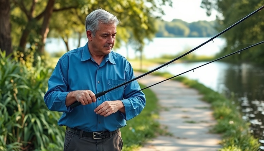 Two men fishing by a lake, highlighting nature's tranquility and relaxation.
