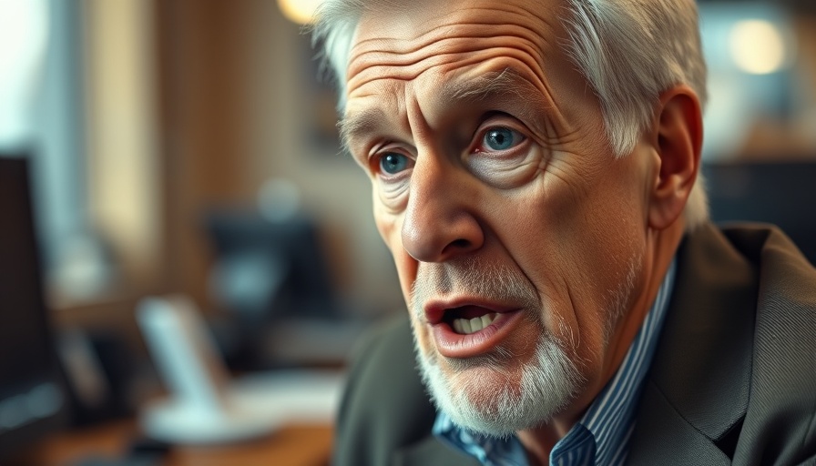 Intense older man discussing in office, Trump Intel Deal topic.