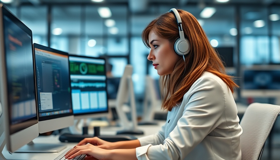 Woman using technology at desk for shift workers