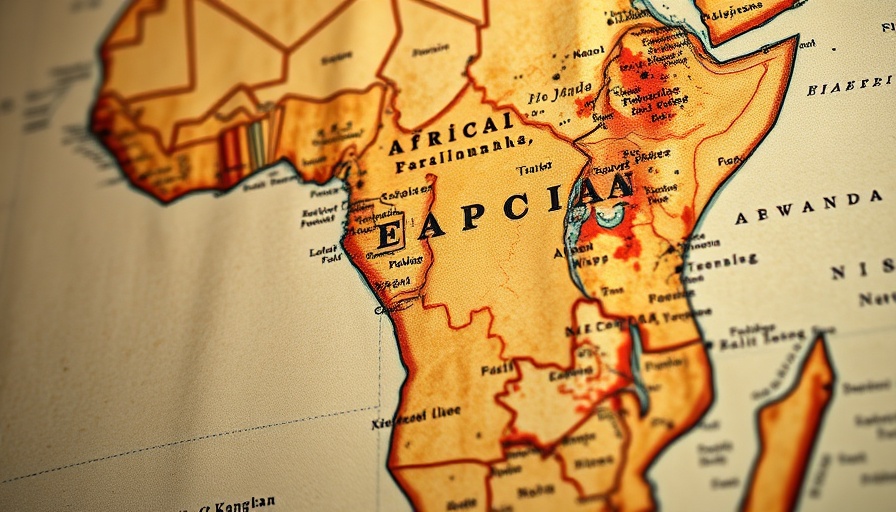 Vintage Africa map projection in illustrative style.